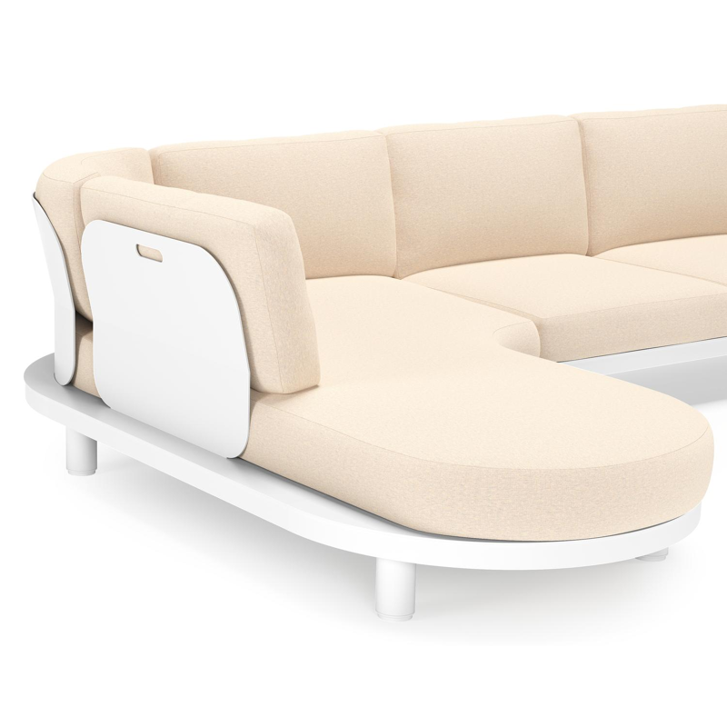 Donato loungehoek in wit aluminium met all weather sunbrella® luxe Heritage Papyrus kussen