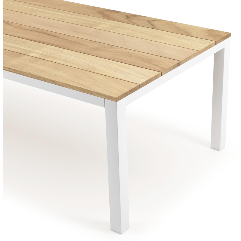 Capri tuintafel in wit aluminium en teak - L 280 x B 110 x H 75,5 cm