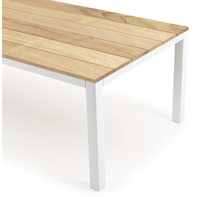 Capri tuintafel in wit aluminium en teak - L 280 x B 110 x H 75,5 cm