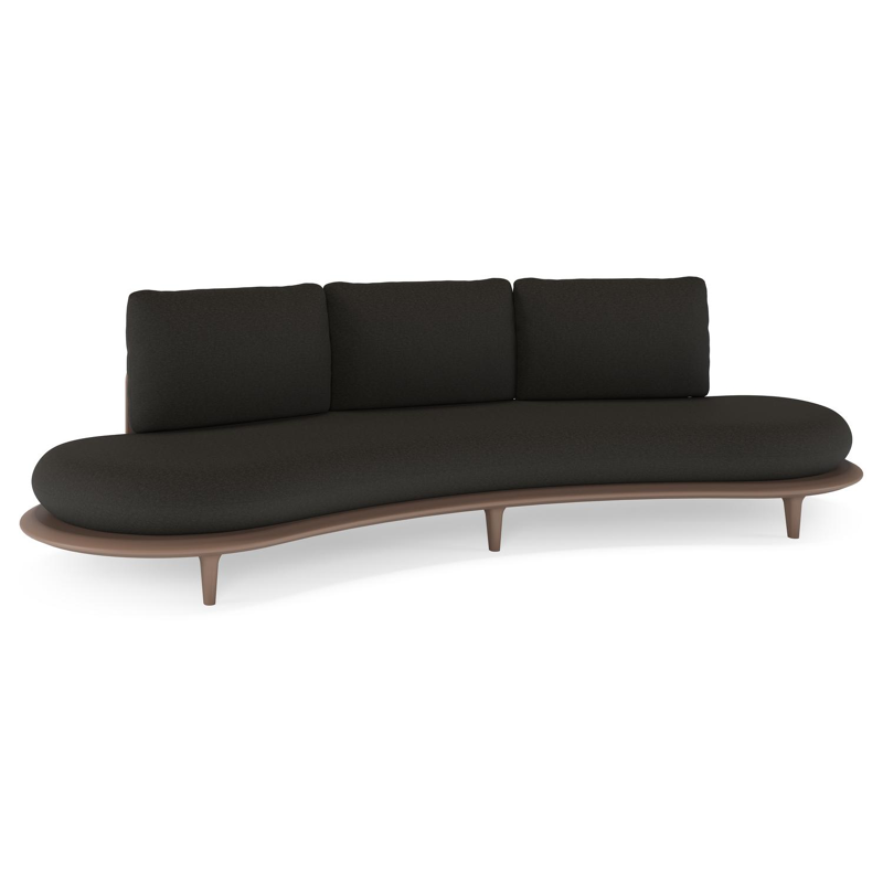 Bomero loungebank in taupe aluminium met heritage char all weather sunbrella® luxe kussen