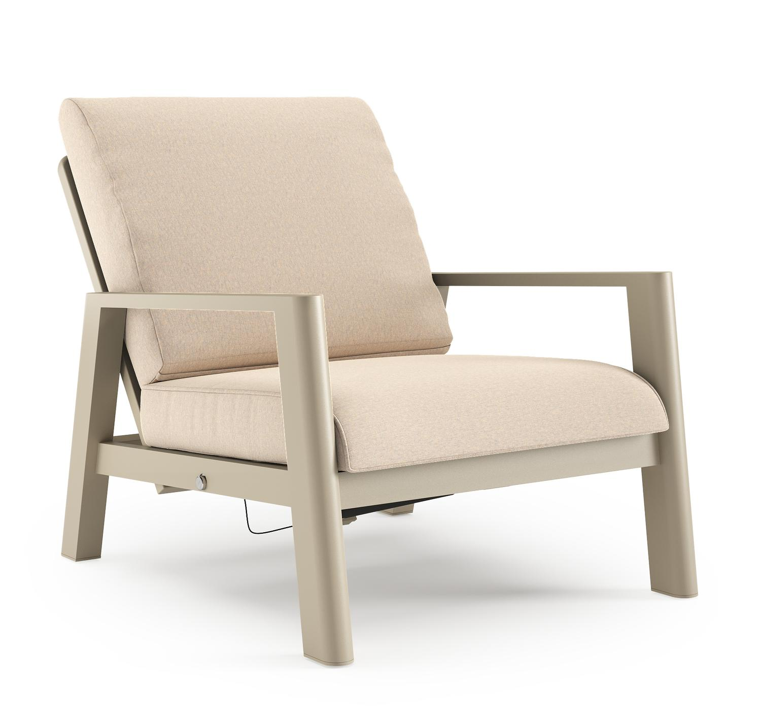 Cirello loungestoel in beige aluminium met heritage papyrus all weather sunbrella® luxe kussen