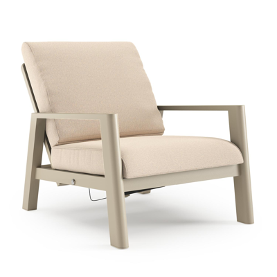 Cirello loungestoel in beige aluminium met heritage papyrus all weather sunbrella® luxe kussen