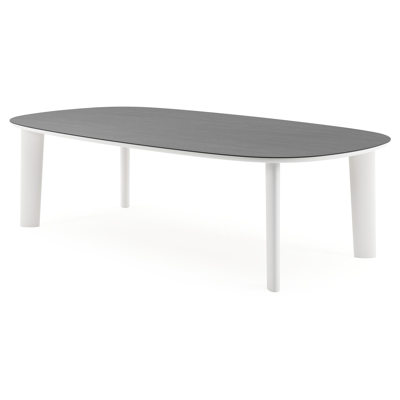 Amico tuintafel bombo xl in wit aluminium en volkeramiek Basalt Black - L 270 x B 148 x H 73.5 cm