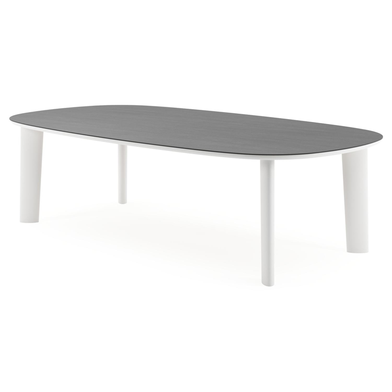 Table de jardin Amico bombo xl en aluminium blanc et céramique pleine Basalt Black - Lg. 270 x Lrg. 148 x Haut. 73.5 cm