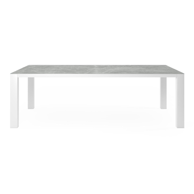 Nano tuintafel in wit aluminium en volkeramiek zaha stone - L 240 x B 148 x H 73 cm