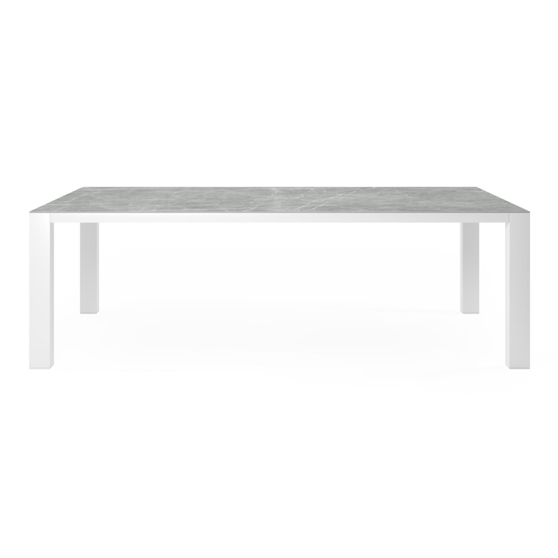 Nano tuintafel in wit aluminium en volkeramiek zaha stone - L 240 x B 148 x H 73 cm