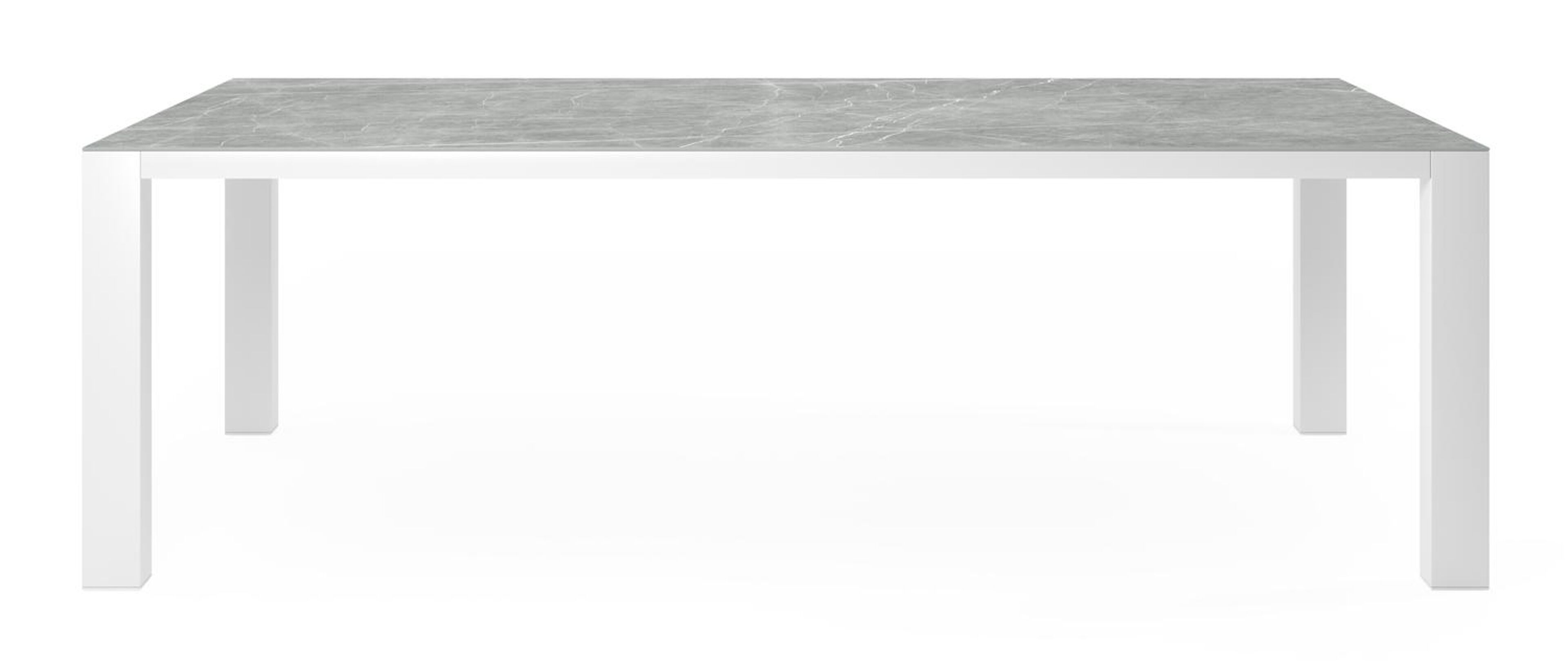 Nano tuintafel in wit aluminium en volkeramiek zaha stone - L 240 x B 148 x H 73 cm