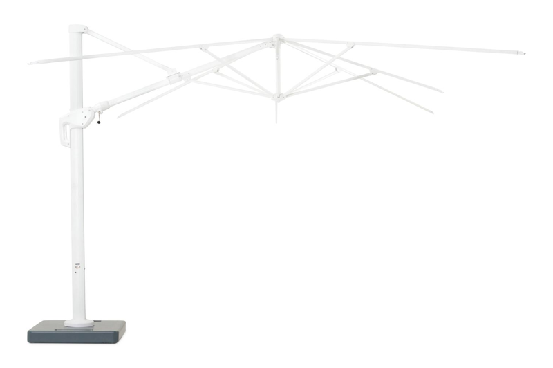 Minore parasolmast met tiltfunctie in wit aluminium - L1 400 x L2 300 cm (zonder voet)
