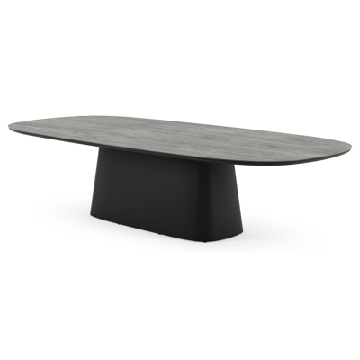 Amico tuintafel bombo xl in zwart aluminium en volkeramiek Aspen Grey - L 320 x B 148 x H 73.5 cm