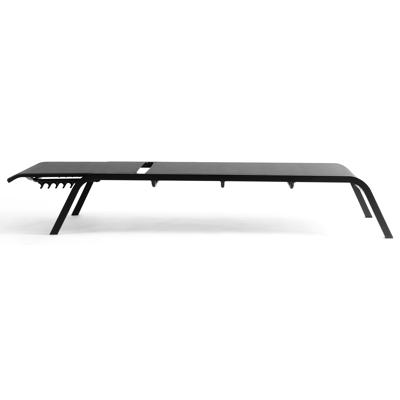 Ensemble de 2 chaises longues réglables Acri en aluminium noir avec textilène gris