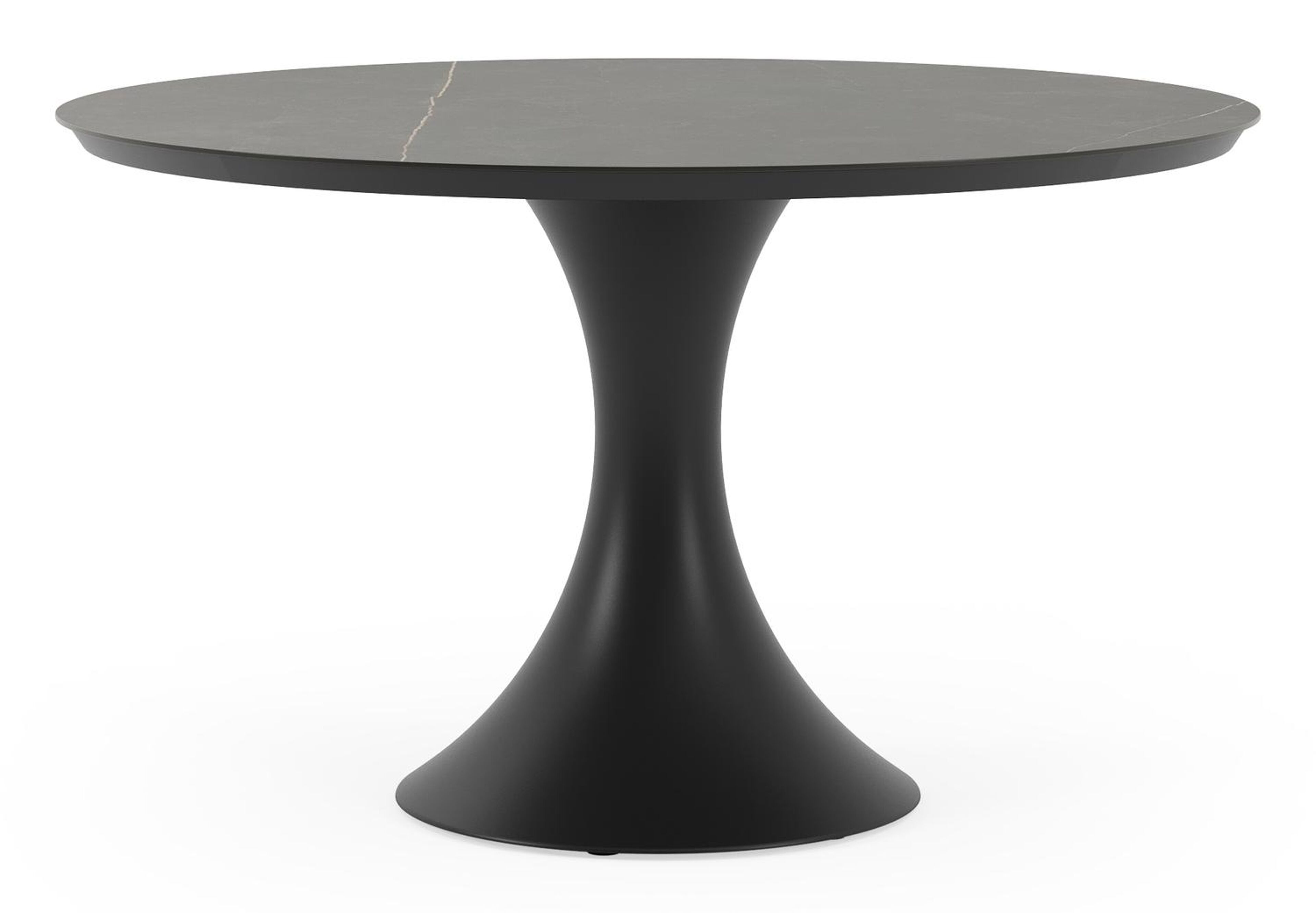 Fano tuintafel in zwart aluminium en volkeramiek calatorao - Dia. 130 x H 75 cm