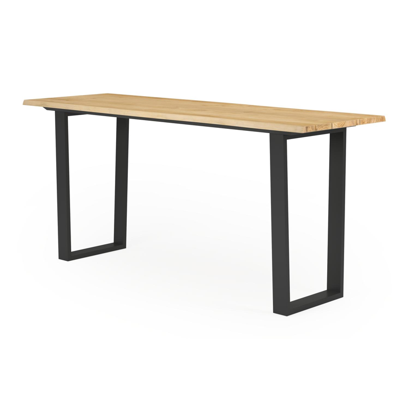 Pagino bartafel rechthoekig in zwart aluminium en teak - L 244 x B 82 x H 109 cm