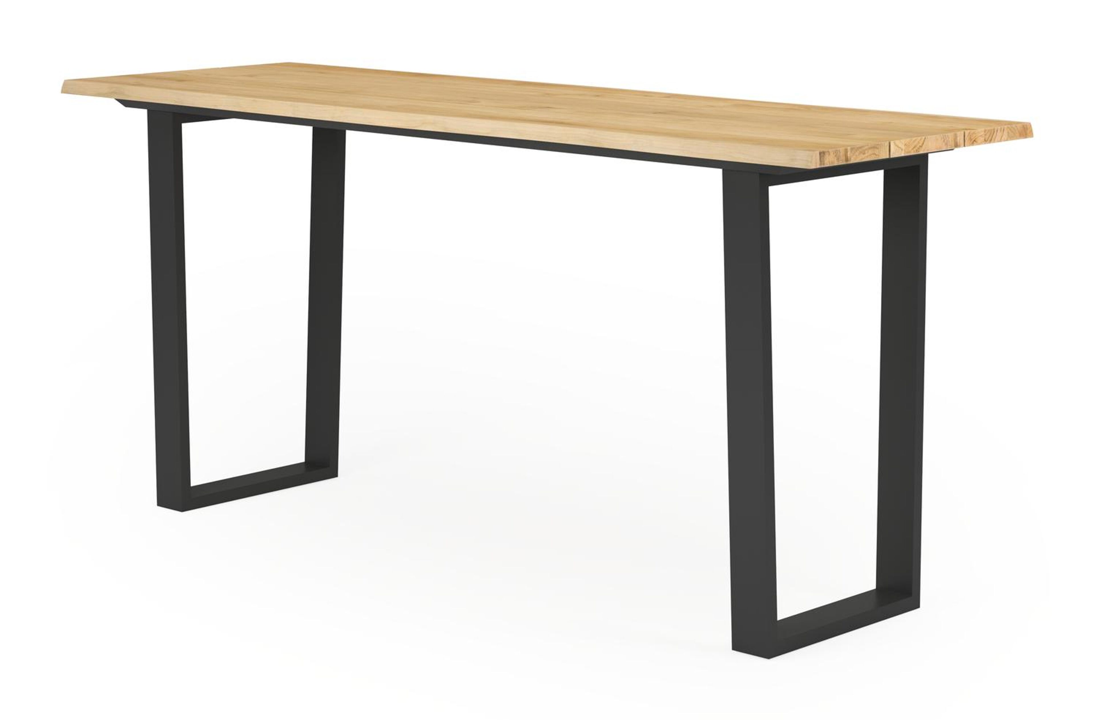 Pagino bartafel rechthoekig in zwart aluminium en teak - L 244 x B 82 x H 109 cm