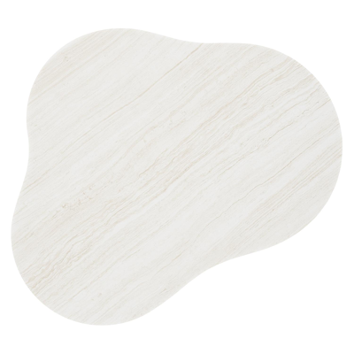 Table de basse Lomano en aluminium blanc et céramique pleine Calista - Lg. 131 x Lrg. 108 x Haut. 8 cm