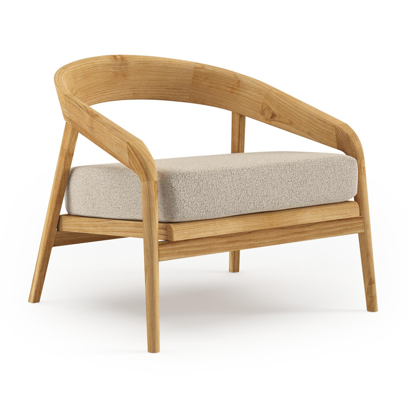 Lacrima loungestoel in teak met marbella beige all weather Cosytica kussen