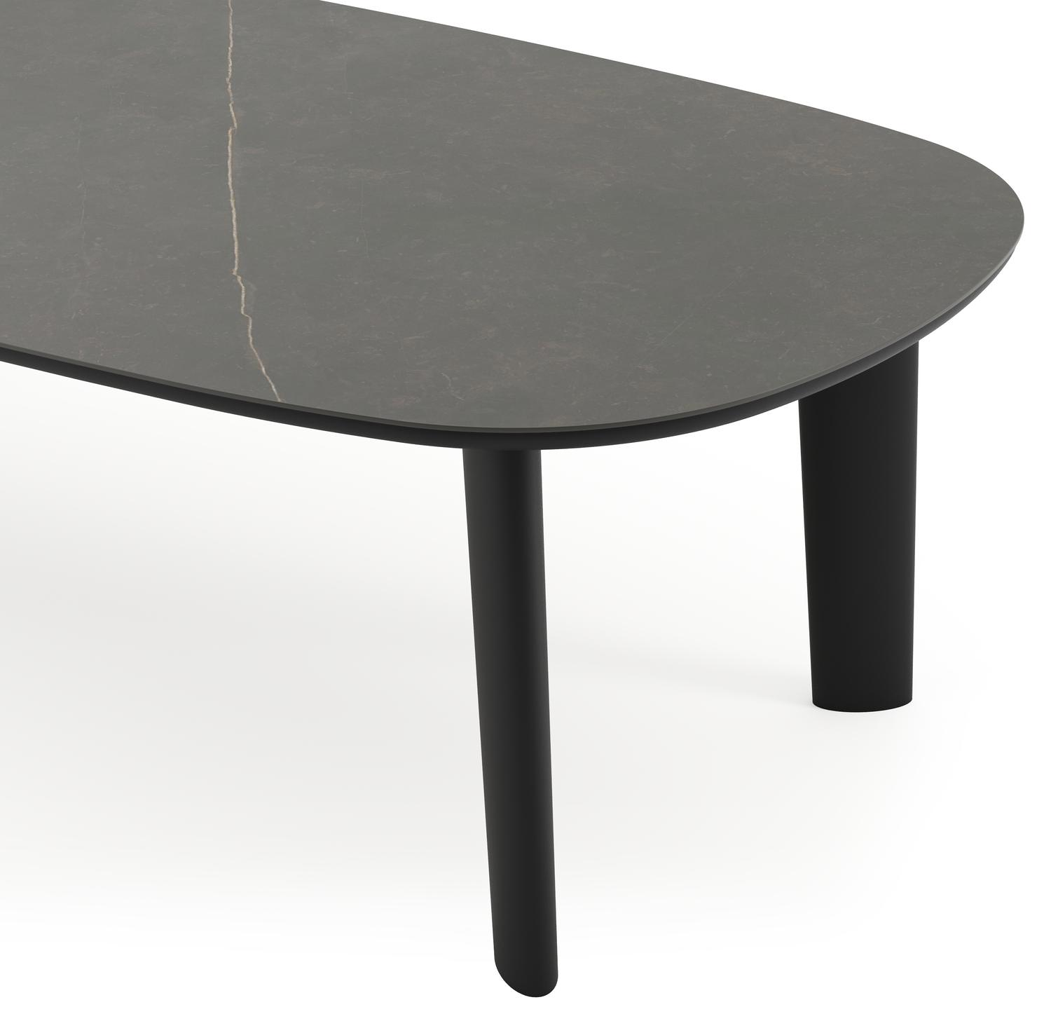 Table de jardin Amico bombo en aluminium noir et céramique pleine Calatorao - Lg. 270 x Lrg. 125 x Haut. 73.5 cm