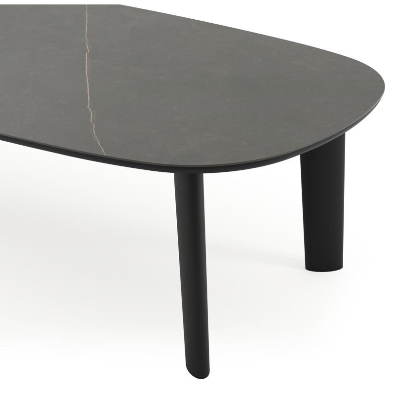 Table de jardin Amico bombo en aluminium noir et céramique pleine Calatorao - Lg. 270 x Lrg. 125 x Haut. 73.5 cm
