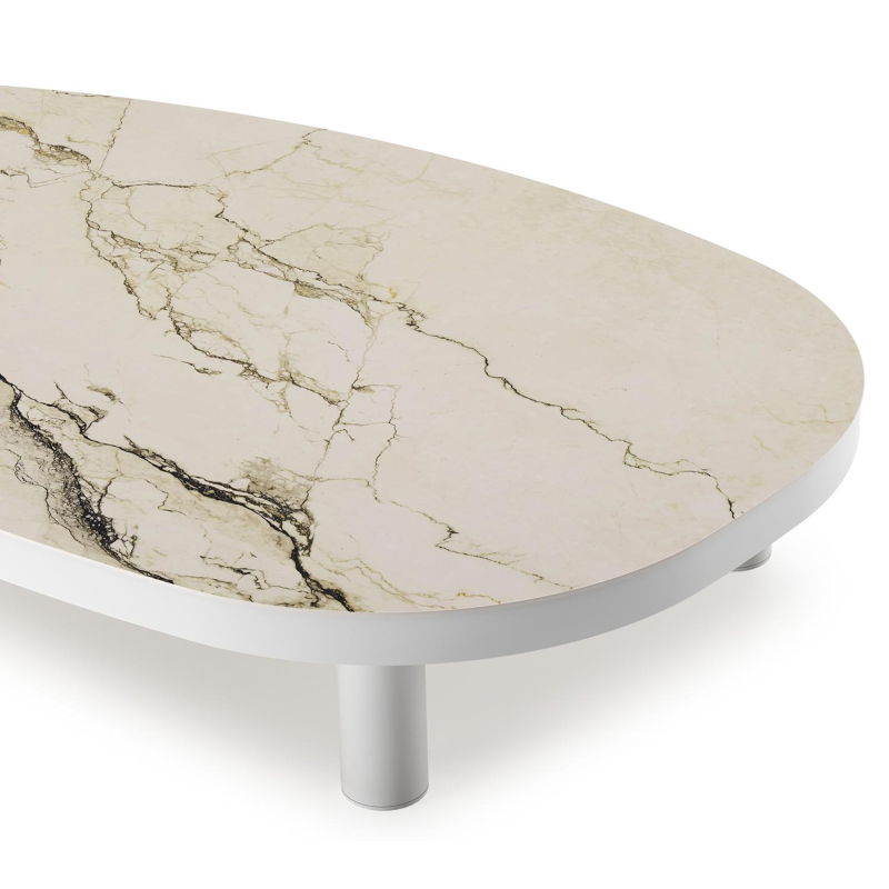 Donato loungetafel in wit aluminium en volkeramiek colorado dunes - L 151 x B 90 x H 25 cm