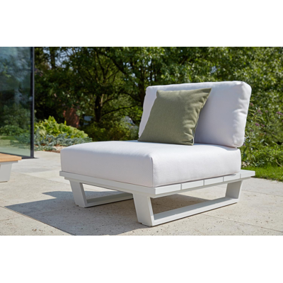 Pagino loungestoel in wit aluminium met natte nature grey all weather sunbrella® luxe kussen
