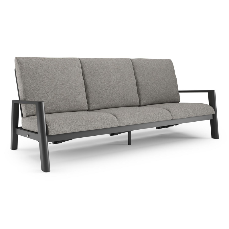 Cirello loungebank in zwart aluminium met tundra charcoal all weather sunbrella® luxe kussen