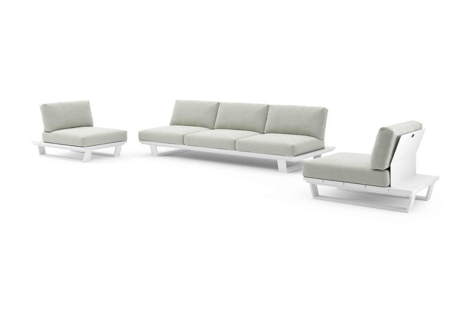 Pagino loungeset in wit aluminium met lopi bud all weather sunbrella® luxe kussen