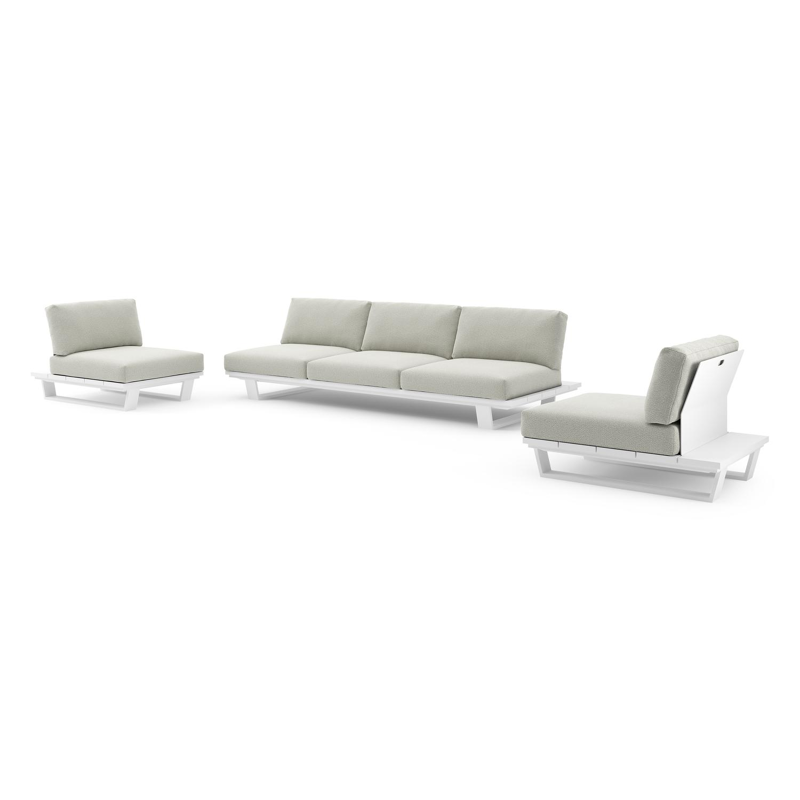 Pagino loungeset in wit aluminium met lopi bud all weather sunbrella® luxe kussen