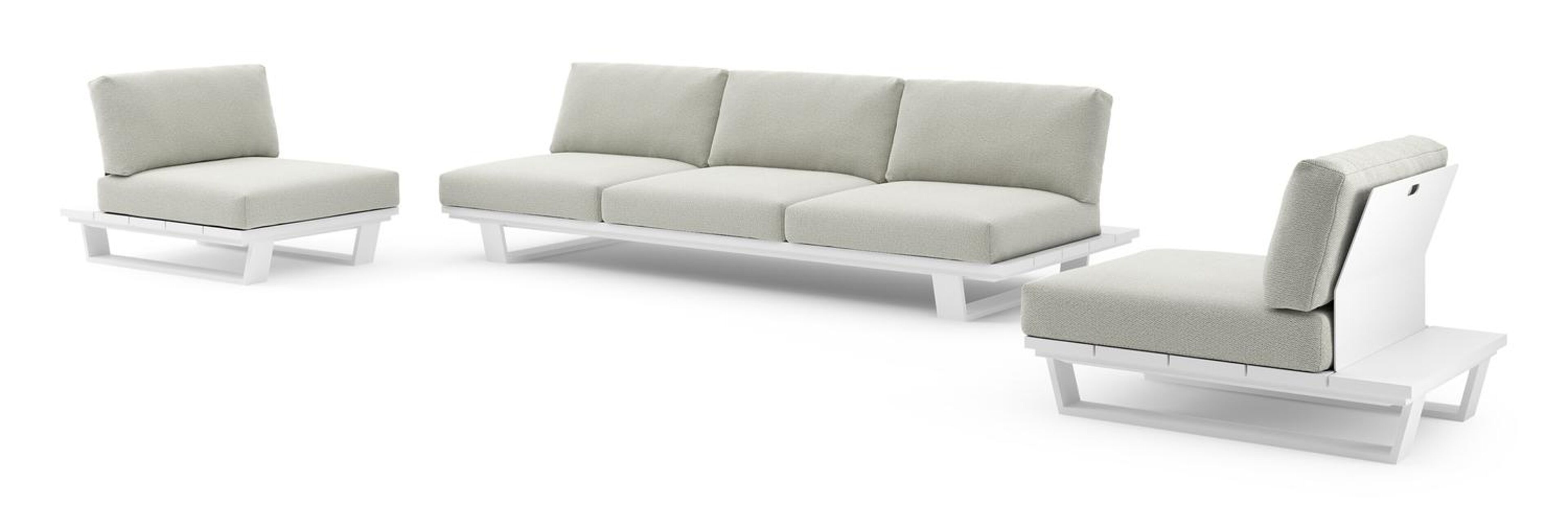 Pagino loungeset in wit aluminium met lopi bud all weather sunbrella® luxe kussen