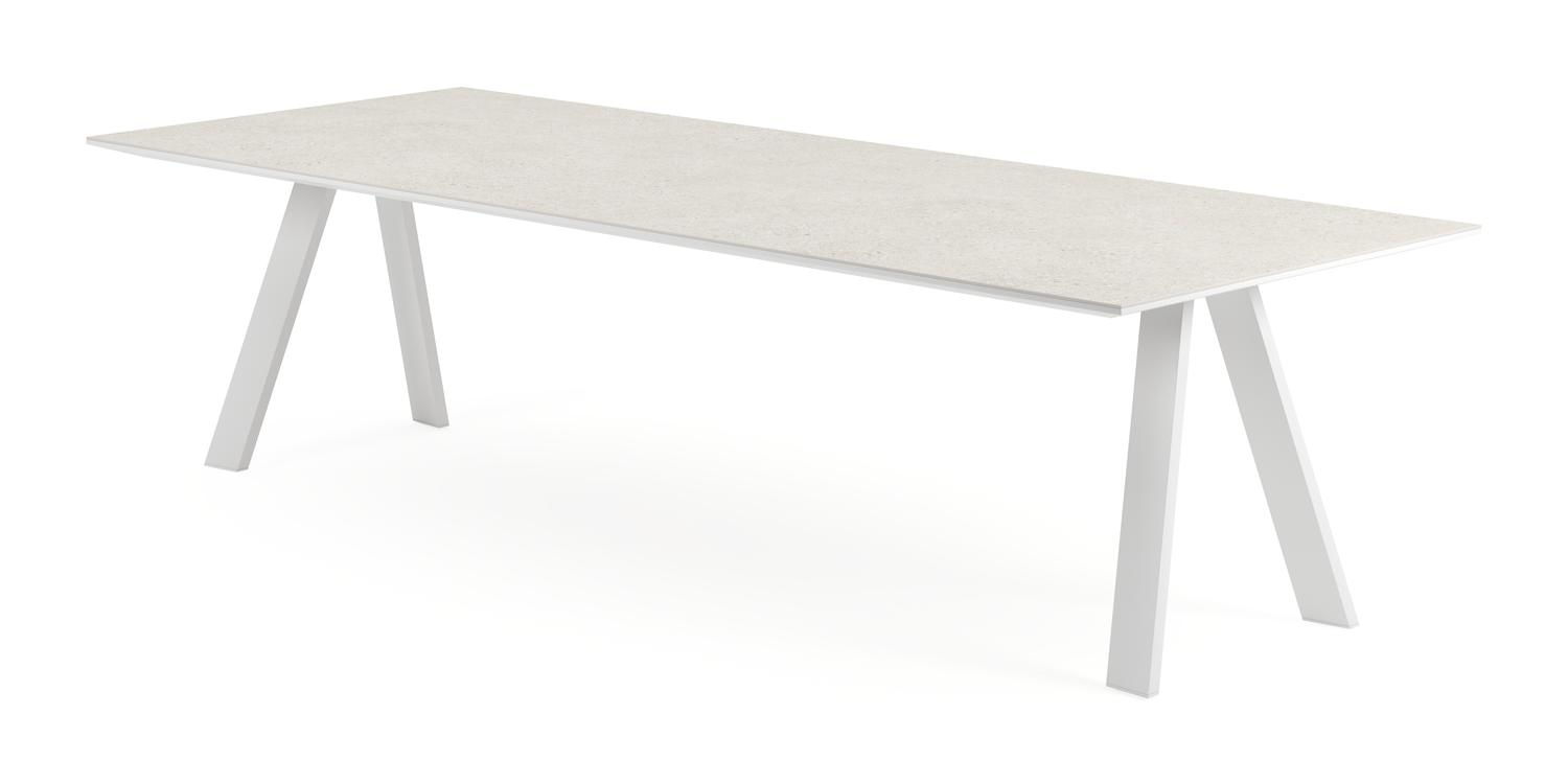 Cesano tuintafel in wit aluminium en volkeramiek shilin - L 280 x B 110 x H 75 cm