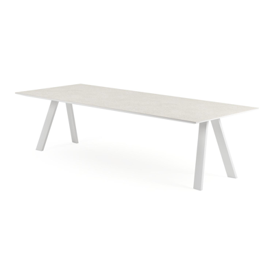Cesano tuintafel in wit aluminium en volkeramiek shilin - L 280 x B 110 x H 75 cm