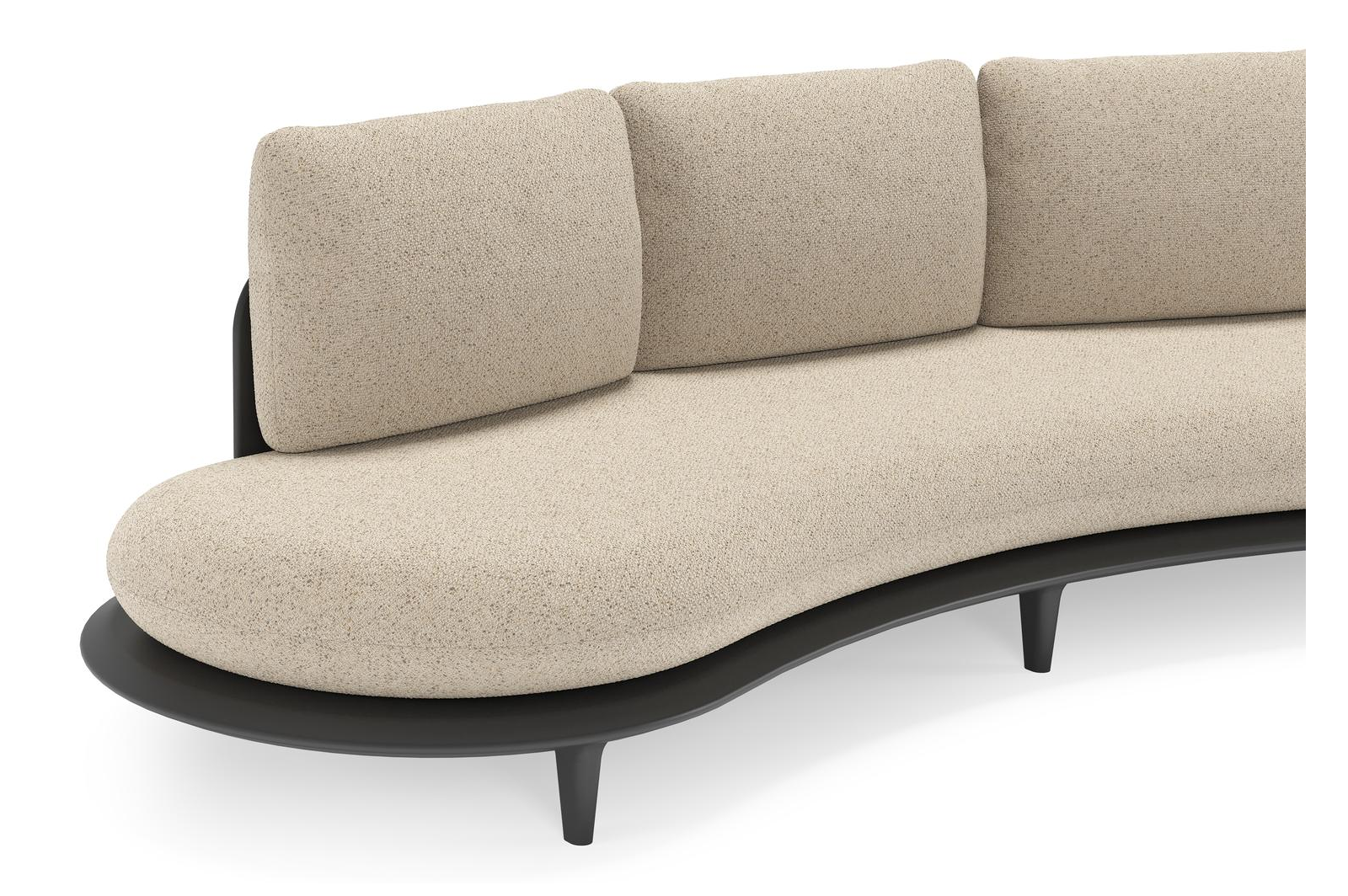 Bomero loungebank in zwart aluminium met bora forest all weather cosytica kussen