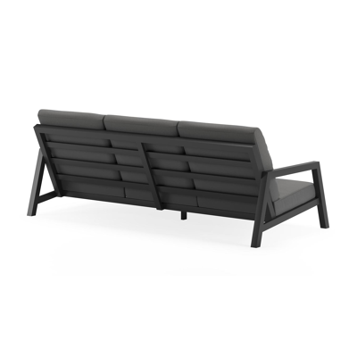 Zen'so loungeset in zwart aluminium met natte charcoal chine all weather sunbrella® luxe kussens