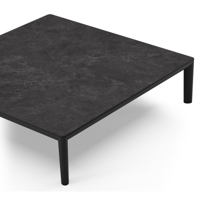 Tolosa loungetafel in zwart aluminium en zwart sintered stone - L 90 x B 90 x H 38 cm
