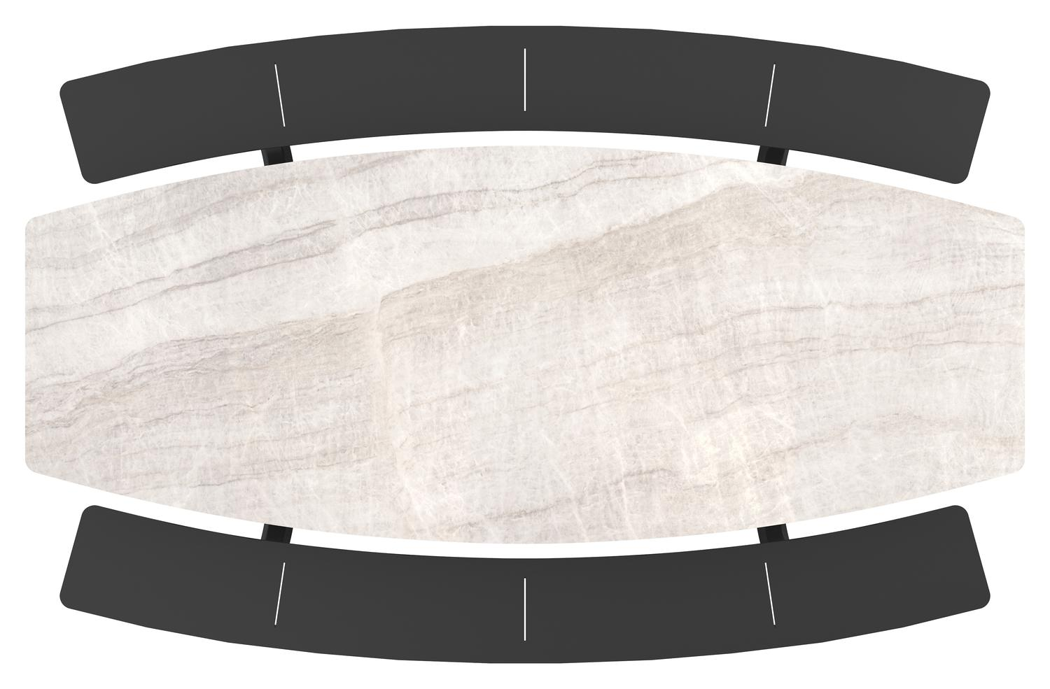 Table de pique-nique Forno forme de bateau en aluminium noir et céramique pleine Taj Mahal - Lg. 280 x Lrg. 192 x Haut. 72 cm