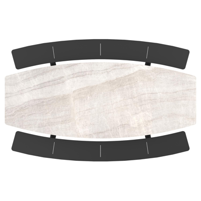 Forno picknicktafel bootvorm in zwart aluminium en volkeramiek Taj Mahal - L 280 x B 192 x H 72 cm