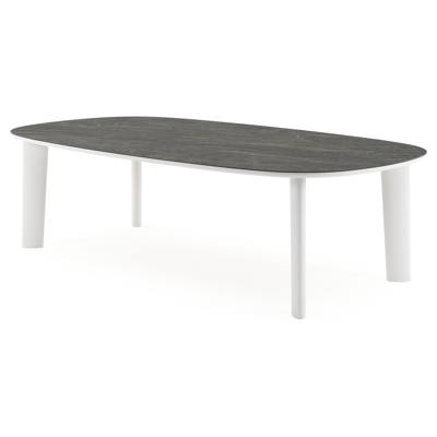 Amico tuintafel bombo xl in wit aluminium en volkeramiek Black Obsession - L 270 x B 148 x H 73.5 cm