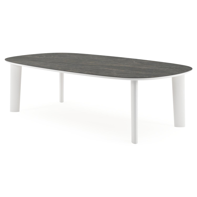 Table de jardin Amico bombo xl en aluminium blanc et céramique pleine Black Obsession - Lg. 270 x Lrg. 148 x Haut. 73.5 cm