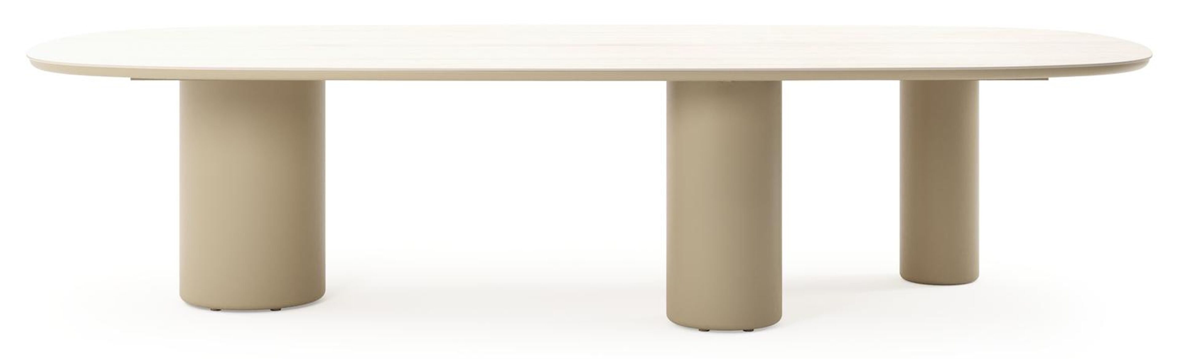 Amico tuintafel bombo xl in beige aluminium en volkeramiek Travertino Bianco - L 320 x B 148 x H 74 cm