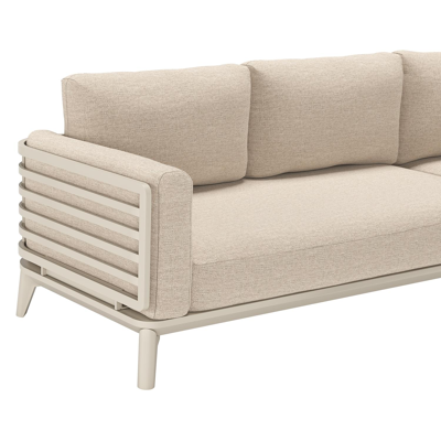 Salon de jardin d'angle Mosa en aluminium beige avec coussins en weather+ softtouch rustic