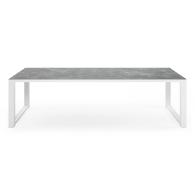 Livo tuinset in wit aluminium en grijs keramisch glas tafelblad met 8 Rivo tuinstoelen