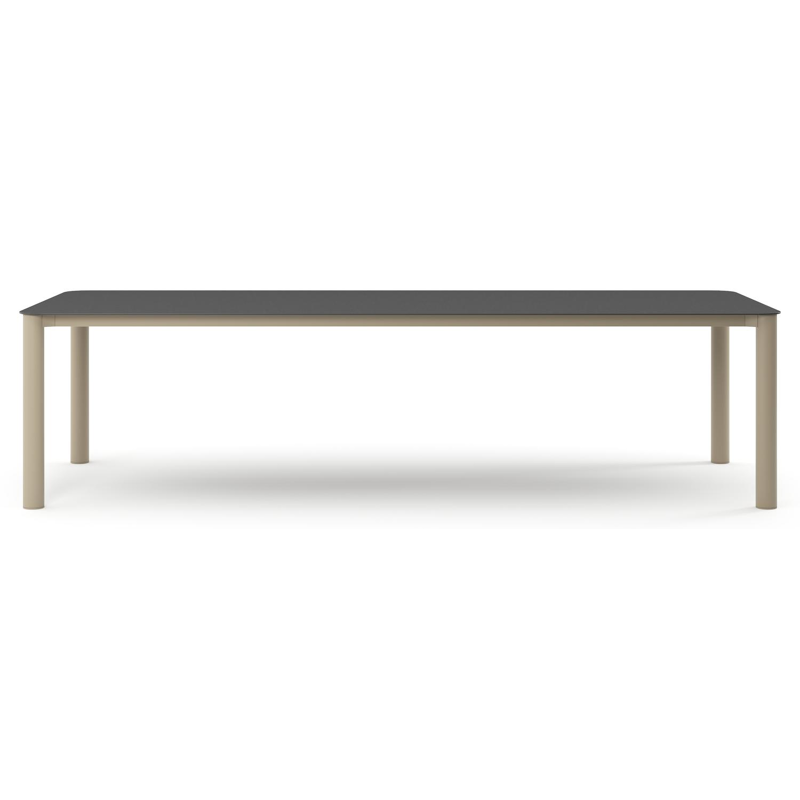 Table de jardin Orso rectangulaire arrondi en aluminium beige et céramique pleine Nero Black - Lg. 290 x Lrg. 110 x Haut. 74.5 cm