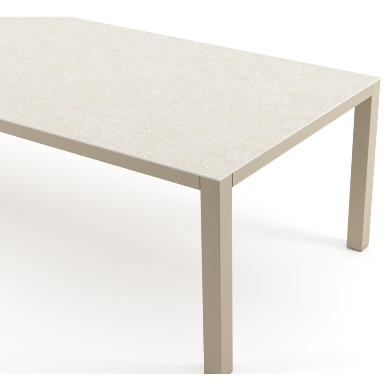 Como tuintafel rechthoekig in beige aluminium en volkeramiek Shilin - L 280 x B 110 x H 73 cm