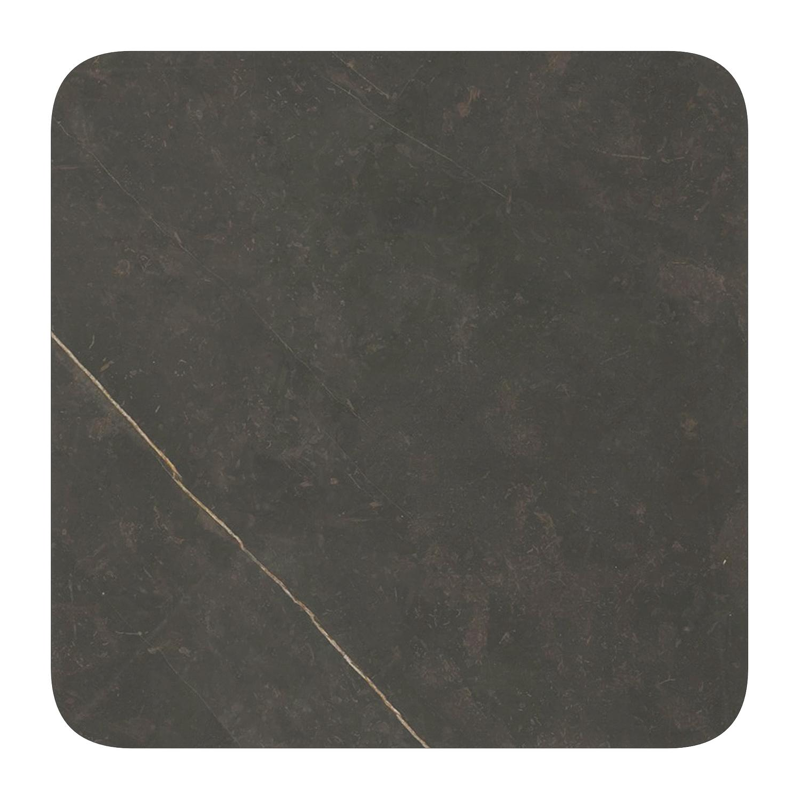 Table de jardin inclinable Fano carré arrondi en aluminium blanc et céramique pleine Calatorao - Lg. 80 x Lrg. 80 x Haut. 72.5 cm