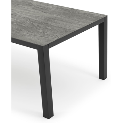 Como tuintafel in zwart aluminium en volkeramiek aspen grey - L 200 x B 100 x H 75 cm