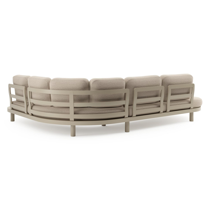 Salon de jardin d'angle Palma en aluminium beige et coussins en weather+ softtouch rustic