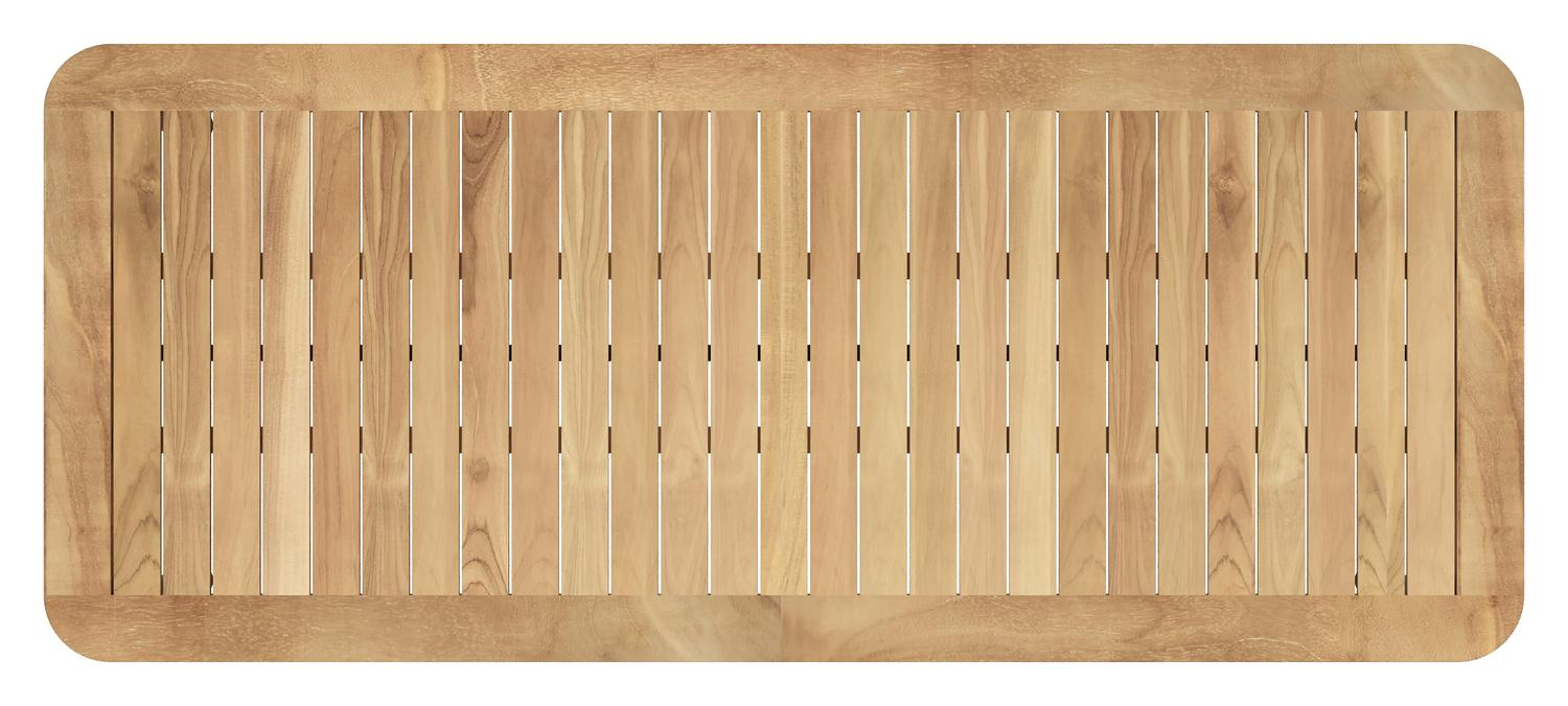 Mira rechthoekige afgeronde tuinset in zwart aluminium en teak natural finish met 6 Artena tuinstoelen