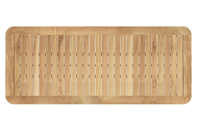 Mira rechthoekige afgeronde tuinset in zwart aluminium en teak natural finish met 8 Calobra tuinstoelen