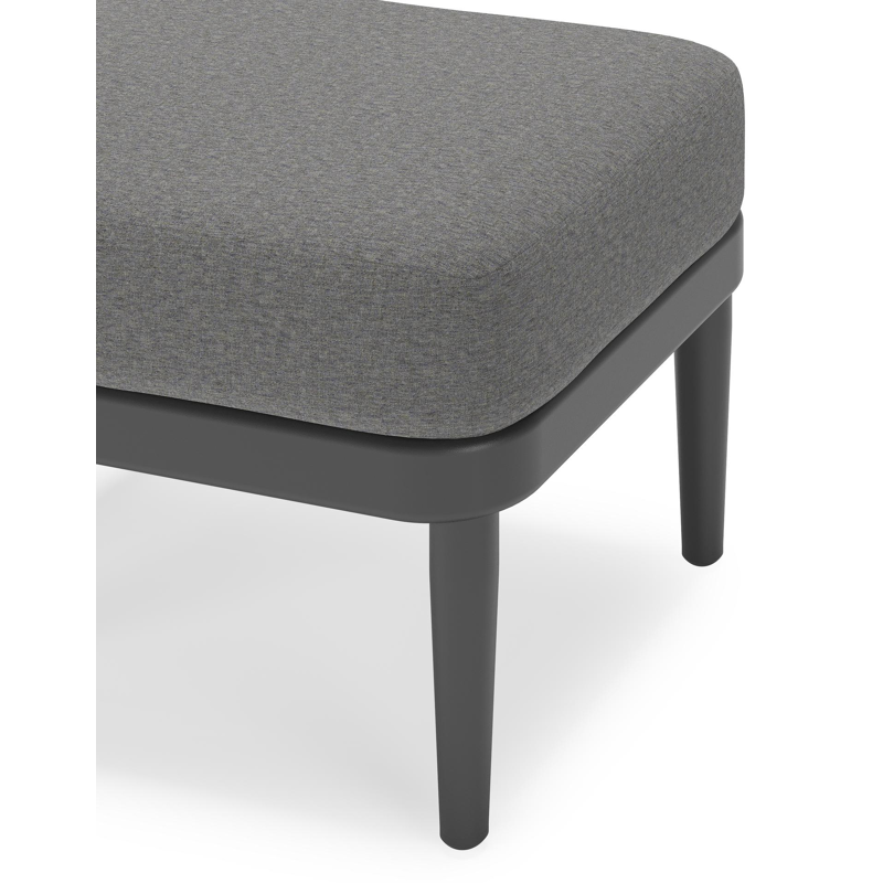Pouf Orso en aluminium noir et coussins en all weather sunbrella® luxe Heritage Slate
