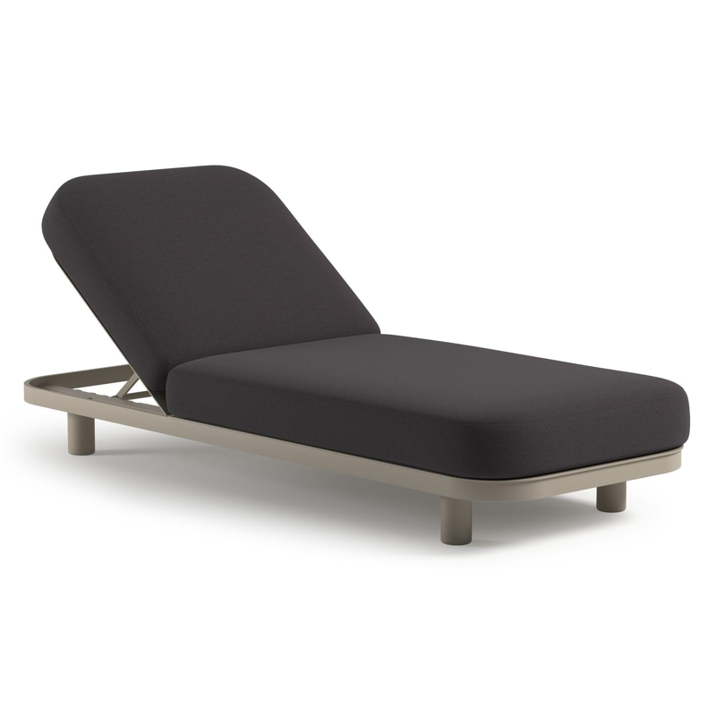 Chaise longue réglable Donato en aluminium beige avec All Weather Sunbrella® luxe tundra red coussin