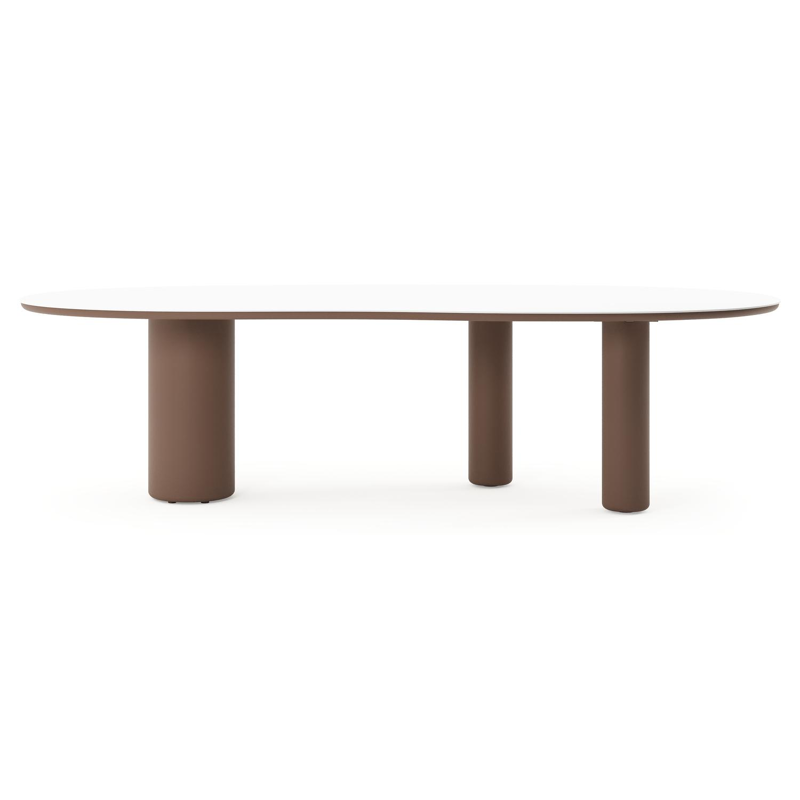 Amico tuintafel organisch in taupe aluminium en volkeramiek Arctic White - L 280 x B 120 x H 73.5 cm