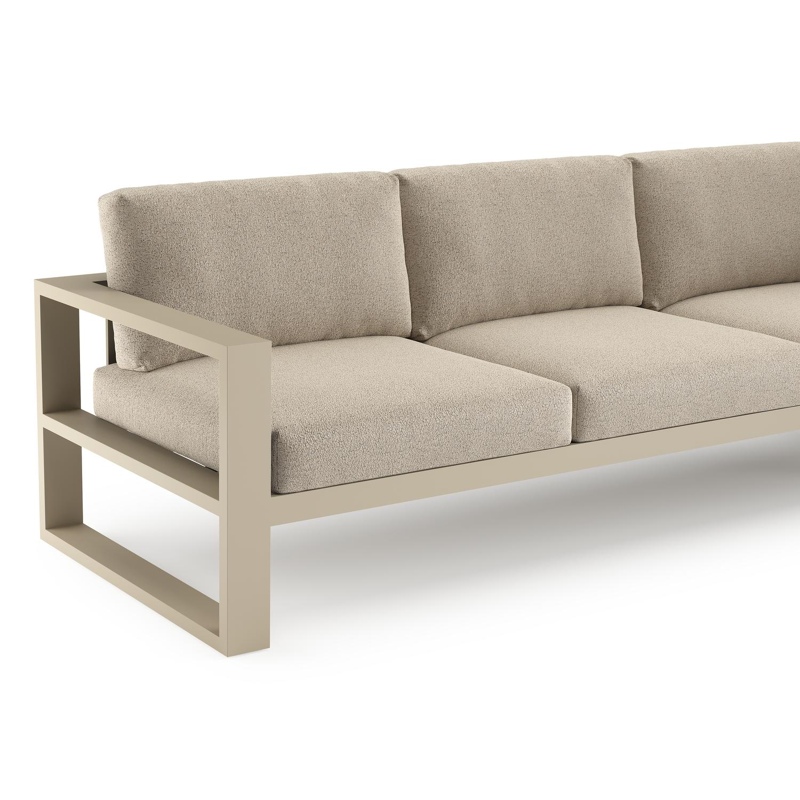 Salon de jardin d'angle Verato en aluminium beige et coussins en all weather cosytica marbella beige